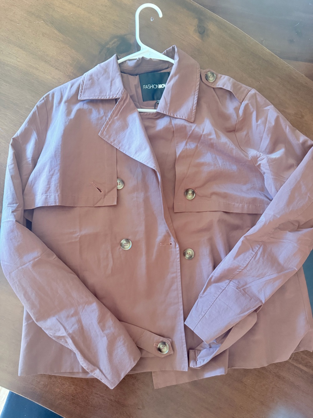 Women's Maroon Double-Breasted Trench Coat